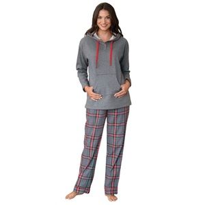 Womens Gray Plaid Matching Pajama Set